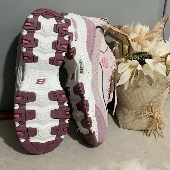 Size 7.5 Skechers Women's D'Lites Popular Vote Taupe/Multi Sneaker Shoes (MVMT) - Picture 9 of 11